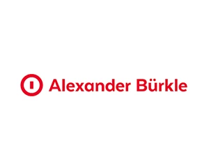 Logo von Alexander Bürkle in roten Buchstaben mit einem kreisförmigen Symbol links daneben.