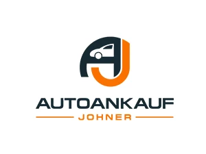 Autoankauf Johner Logo mit stilisiertem Auto-Symbol in Schwarz und Orange.