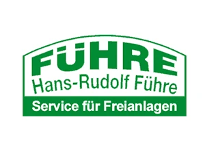 Logo von Hans-Rudolf Führe, Service für Freianlagen, grüner Text auf weißem Hintergrund.