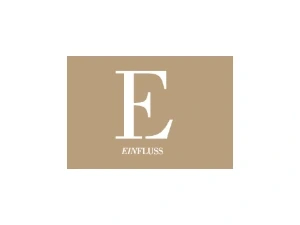 Einfluss Logo aus Zürich auf beige Hintergrund mit großem E und kleiner Schrift darunter