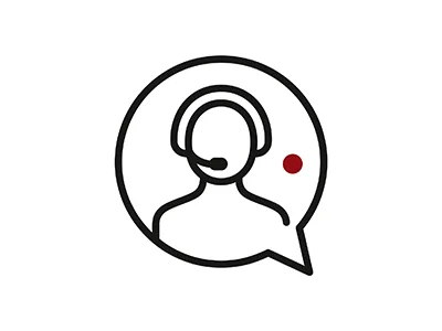 Icons eines SEO Experten mit Headset in Sprechblase. Als Visualisierung für regelmäßige Experten-Calls.