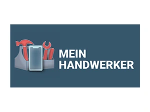 Mein Handwerker aus Bollschweil. Logo mit Werkzeugkasten und Smartphone
