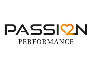 Logo von Passion Performance aus Kirchzarten. Mit Schriftzug 'PASSION' und Herz-Icon als O, darunter 'PERFORMANCE' in Schwarz.